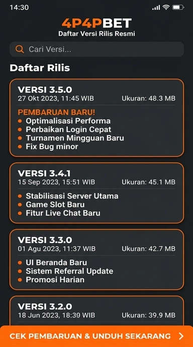 Riwayat Versi 4p4pbet untuk Pengguna Android