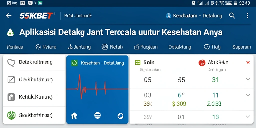 Antarmuka aplikasi 55KBET yang interaktif untuk pemantauan detak jantung.