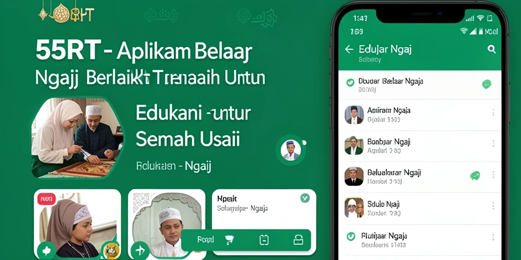 Antarmuka intuitif aplikasi 55RT untuk belajar ngaji.