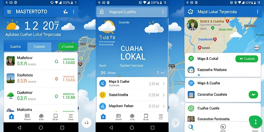 Antarmuka MASTERTOTO menampilkan ramalan cuaca lokal secara jelas.
