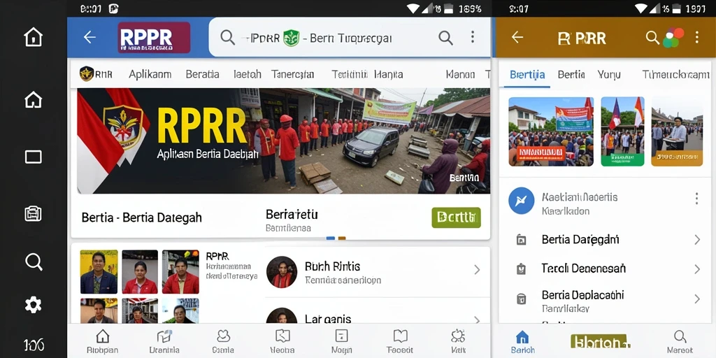 Screenshot utama RPRR menampilkan antarmuka berita daerah yang informatif.